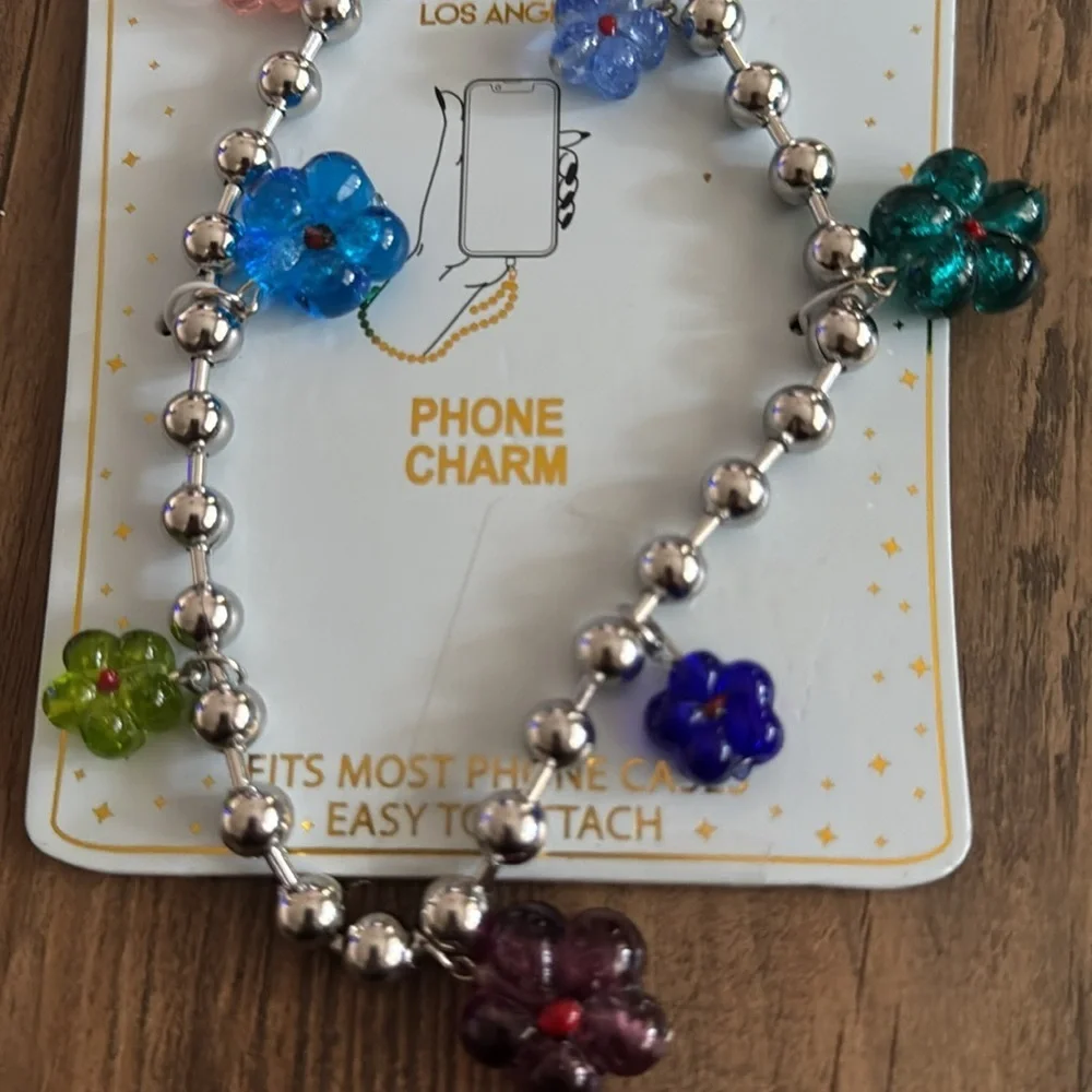Colorful Flower Phone Charm